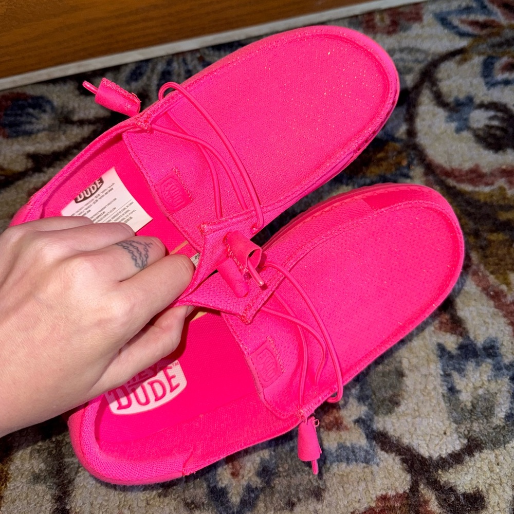 Hey Dude Neon Pink Loafers